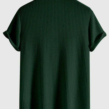 Men's Polo Shirt | Waffle Knit | High Stretch | Soft Breathable Fabric | Flexible Fit | Casual Versatile Style | Textured Design for Smart Casual Look