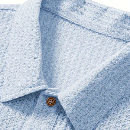 Men's Polo Shirt | Waffle Knit | High Stretch | Soft Breathable Fabric | Flexible Fit | Casual Versatile Style | Textured Design for Smart Casual Look