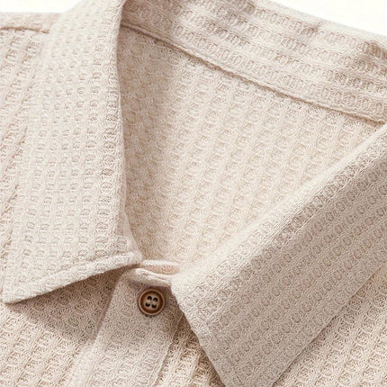 Men's Polo Shirt | Waffle Knit | High Stretch | Soft Breathable Fabric | Flexible Fit | Casual Versatile Style | Textured Design for Smart Casual Look