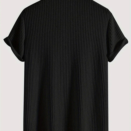 Men's Polo Shirt | Waffle Knit | High Stretch | Soft Breathable Fabric | Flexible Fit | Casual Versatile Style | Textured Design for Smart Casual Look