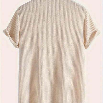 Men's Polo Shirt | Waffle Knit | High Stretch | Soft Breathable Fabric | Flexible Fit | Casual Versatile Style | Textured Design for Smart Casual Look