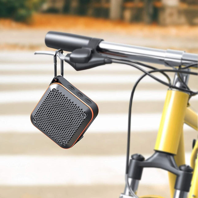 Portable Bluetooth Speaker | Waterproof IP67 | 5W HD Stereo Sound | TWS Pairing | 12H Playtime | Metal Hook | Supports TF Card | Built-in Mic | Bluetooth 5.0 | 66 Ft Range | FM Radio