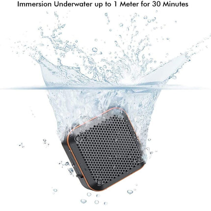 Portable Bluetooth Speaker | Waterproof IP67 | 5W HD Stereo Sound | TWS Pairing | 12H Playtime | Metal Hook | Supports TF Card | Built-in Mic | Bluetooth 5.0 | 66 Ft Range | FM Radio