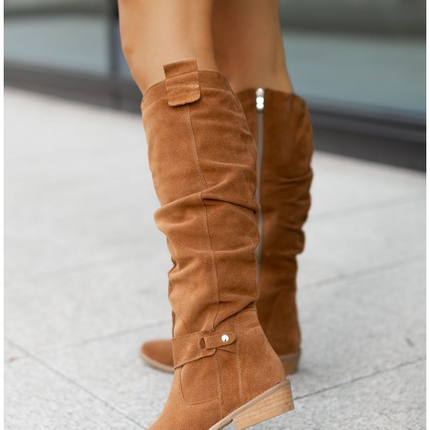 Jane Women's Trendy Mid-Heel Boots | Cushioned Insole | Non-Slip Sole | Warm Synthetic Leather | Versatile Fashion | Black, Brown, Grey | Sizes AU 4-14 (EU 35-45) | Comfortable Snug Fit for Cold Weather