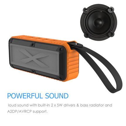 S30 Wireless Bluetooth Speaker | 10 Hour Playtime | Built-In Mic | i-Bass Audio Enhancement | Waterproof IPX5 | 2000mAh Battery | 2x5W Stereo Sound | Portable with Aux Compatibility | Durable Rubberized Design