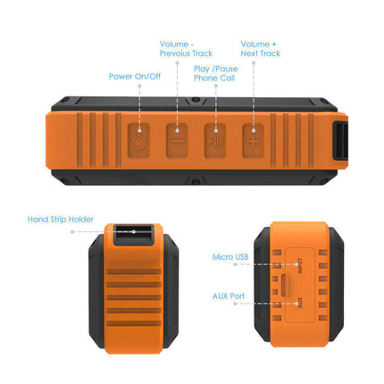 S30 Wireless Bluetooth Speaker | 10 Hour Playtime | Built-In Mic | i-Bass Audio Enhancement | Waterproof IPX5 | 2000mAh Battery | 2x5W Stereo Sound | Portable with Aux Compatibility | Durable Rubberized Design