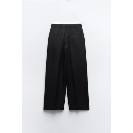 Women's Wide-Leg Trousers with Unique Double Waistband | Versatile Fit for Office or Casual Outings | Elegant Styling and Comfortable Design